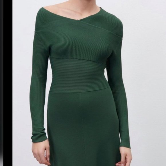 Asymmetric green Zara dress, size S - Picture 5 of 7